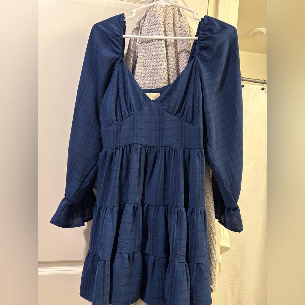 Altar'd State Navy Blue Textured Dress